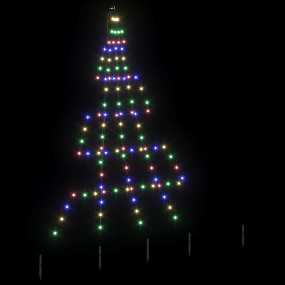 Produktbild för LED Julgran med markspikar Flerfärgsdesign 182 cm Metall