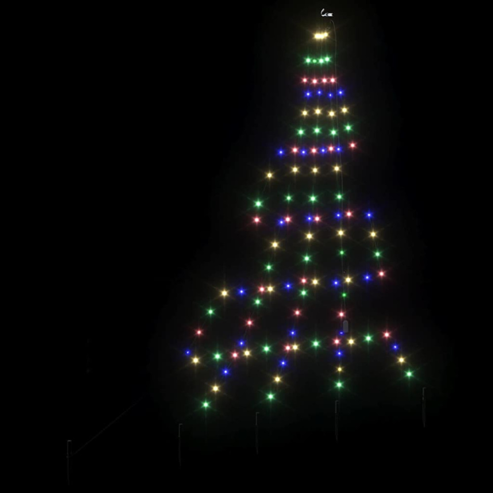Produktbild för LED Julgran med markspikar Flerfärgsdesign 182 cm Metall
