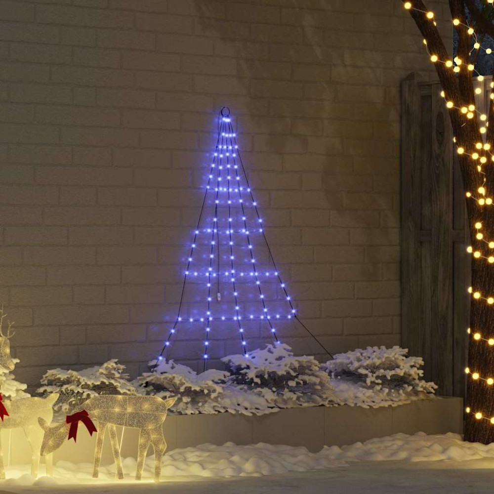 Produktbild för LED Julgran med markspikar med 112 LED-lampor Blå 182 cm Metall