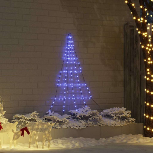 vidaXL LED Julgran med markspikar med 112 LED-lampor Blå 182 cm Metall