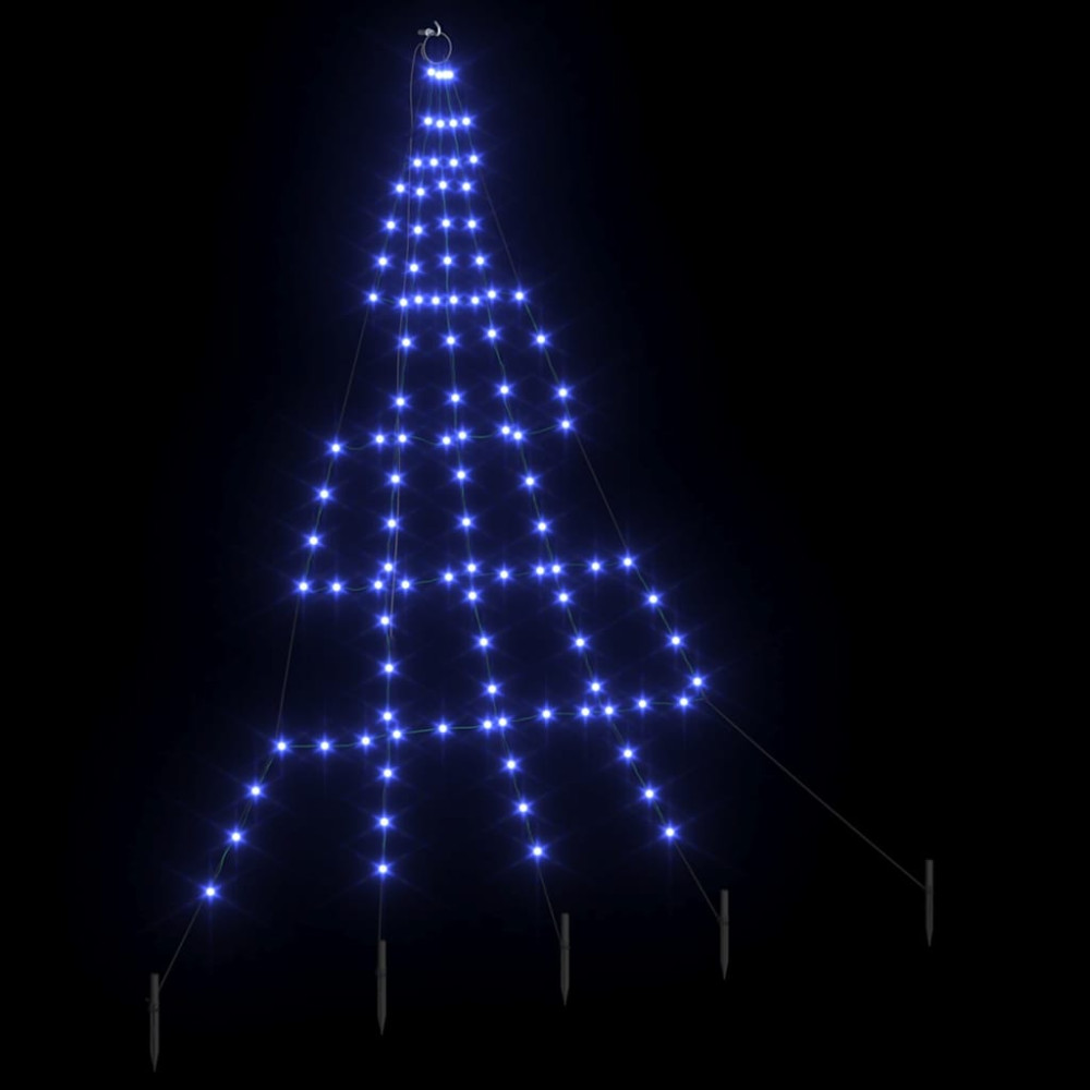 Produktbild för LED Julgran med markspikar med 112 LED-lampor Blå 182 cm Metall