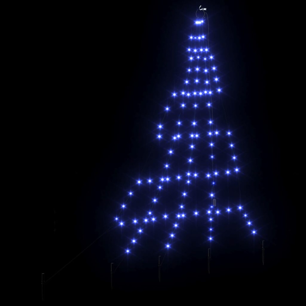 Produktbild för LED Julgran med markspikar med 112 LED-lampor Blå 182 cm Metall