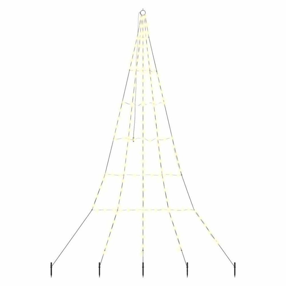 Produktbild för LED Julgran med markspikar med jordspikar Varmvit 306 cm Metall