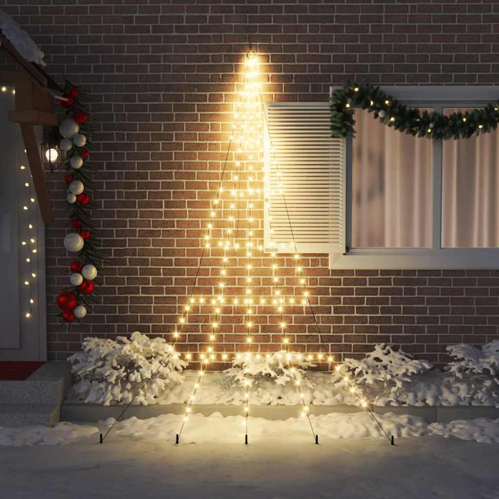 Produktbild för LED Julgran med markspikar med jordspikar Varmvit 306 cm Metall