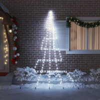 Produktbild för LED Julgran med markspikar med jordspikar Kallvit 306 cm Metall