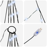 Produktbild för LED Julgran med markspikar med jordspikar Kallvit 306 cm Metall