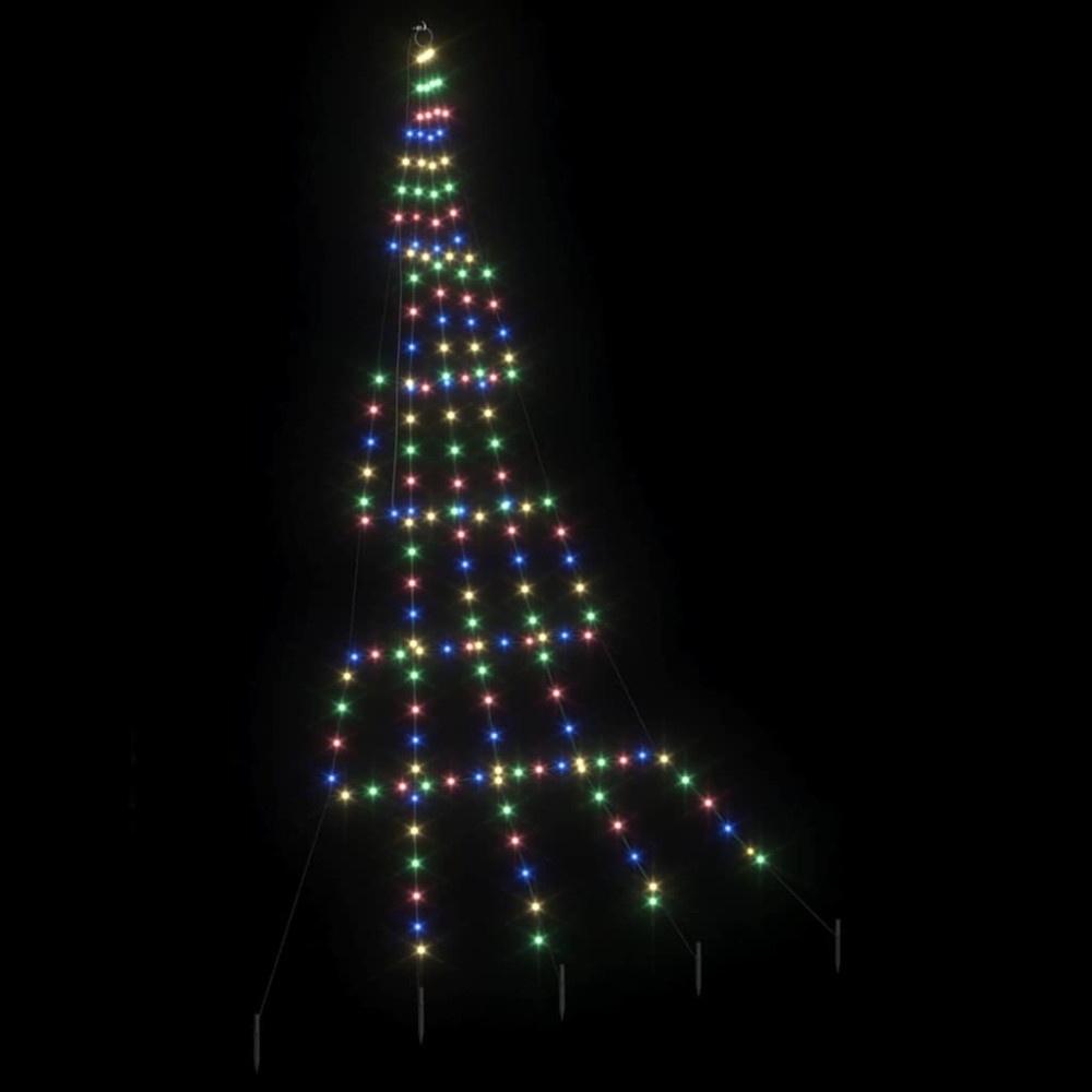 Produktbild för LED Julgran med markspikar Flerfärgsdesign 306 cm Metall