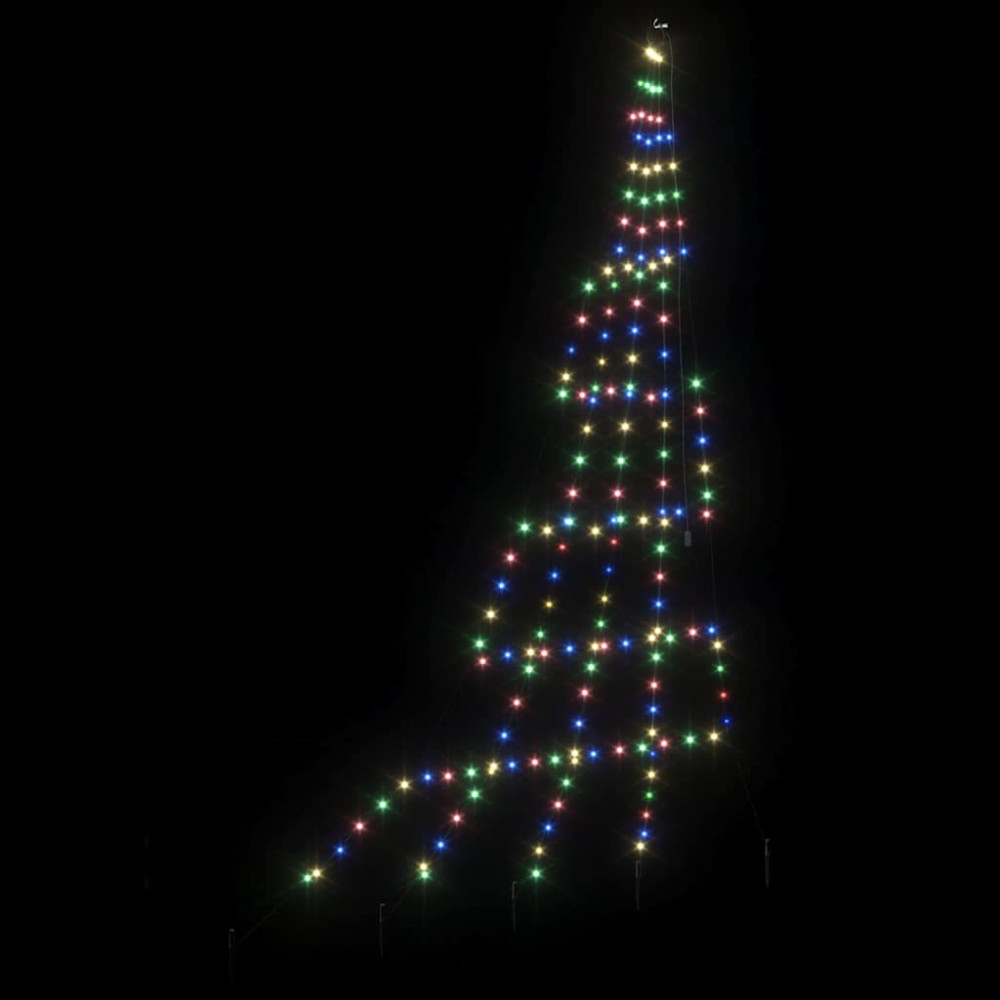 Produktbild för LED Julgran med markspikar Flerfärgsdesign 306 cm Metall