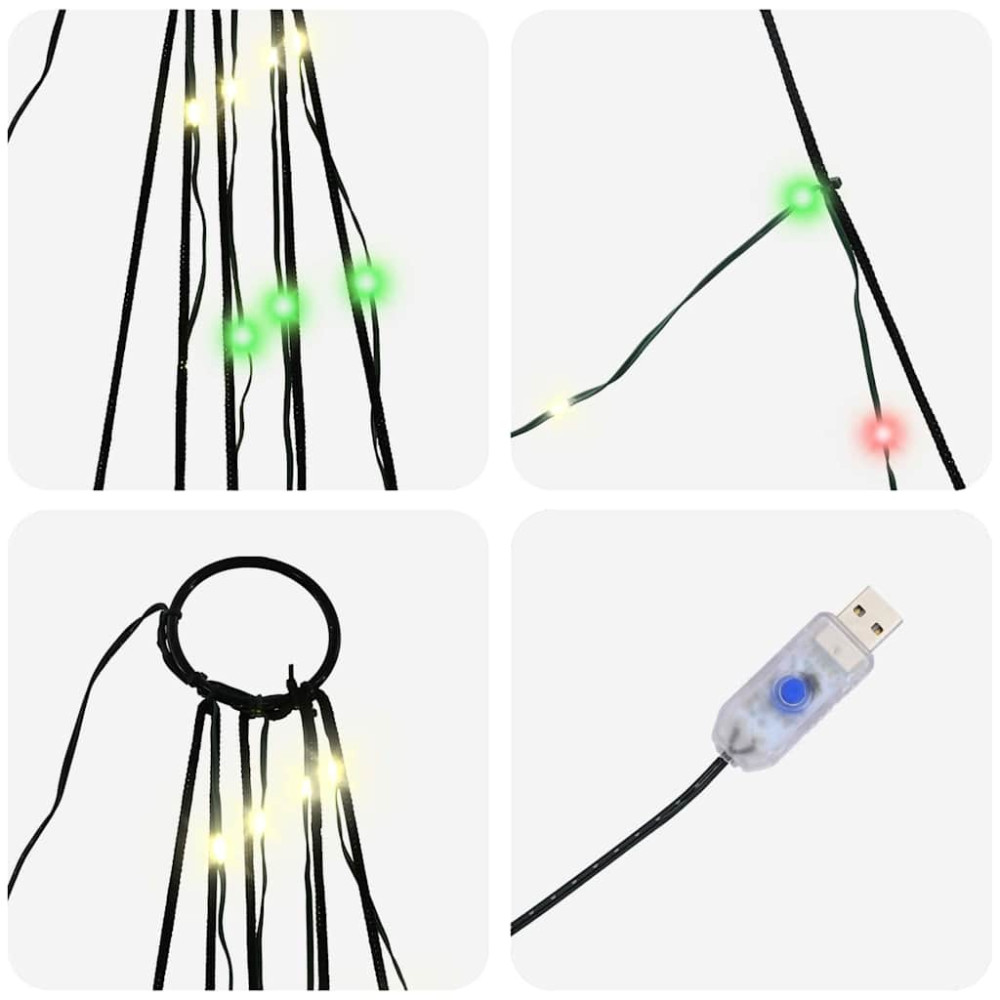 Produktbild för LED Julgran med markspikar Flerfärgsdesign 306 cm Metall