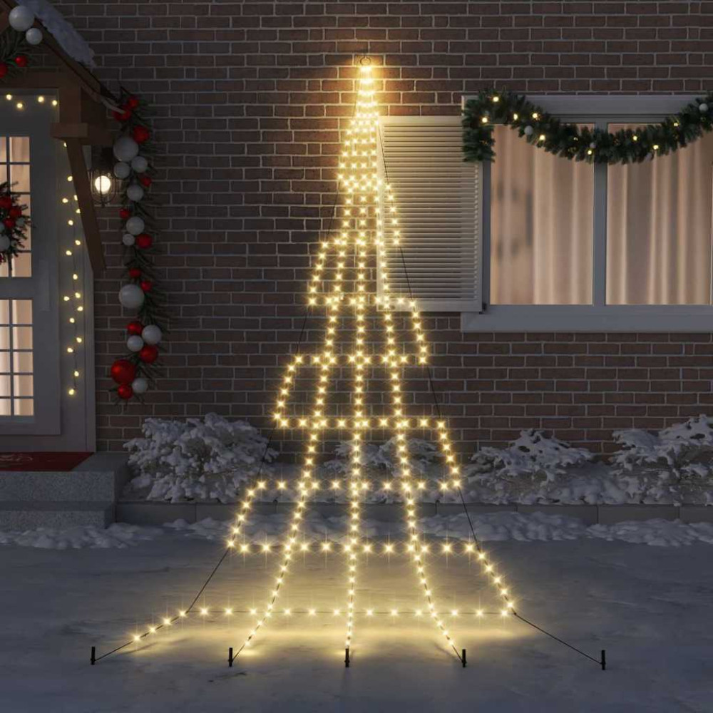Produktbild för LED Julgran med markspikar med jordspikar Varmvit 511 cm Metall