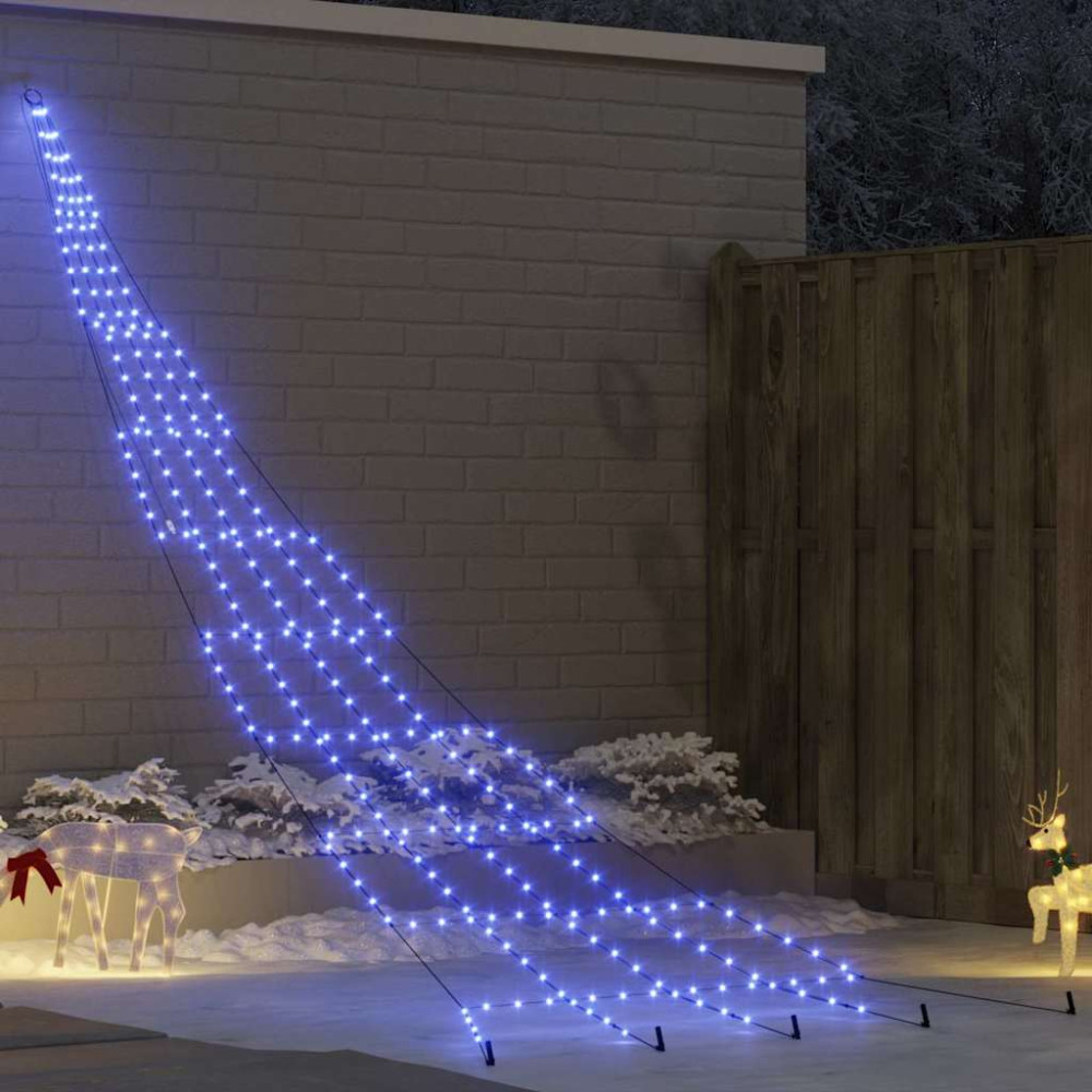 Produktbild för LED Julgran med markspikar med 276 LED-lampor Blå 511 cm Metall