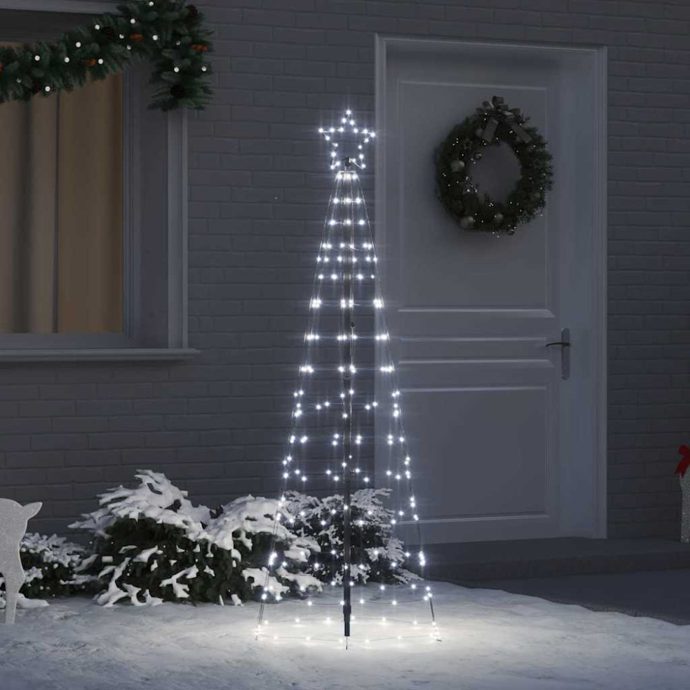 Produktbild för LED Julgran med markspikar med jordspikar Kallvit 250 cm Järn