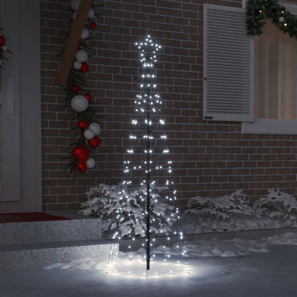 Produktbild för LED Julgran med markspikar med jordspikar Kallvit 250 cm Järn