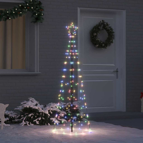 vidaXL LED Julgran med markspikar Flerfärgsdesign 250 cm Järn