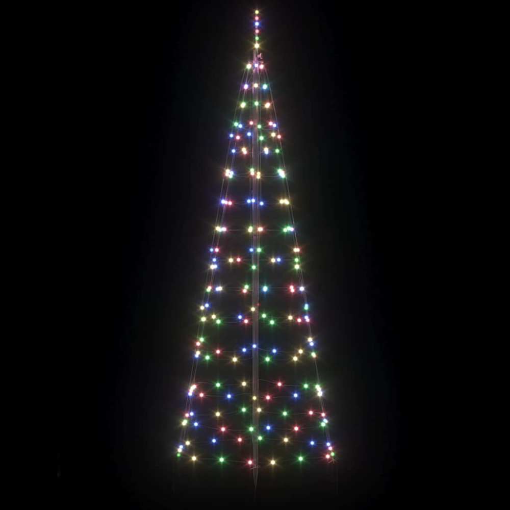 Produktbild för LED Julgran med markspikar Flerfärgsdesign 250 cm Järn