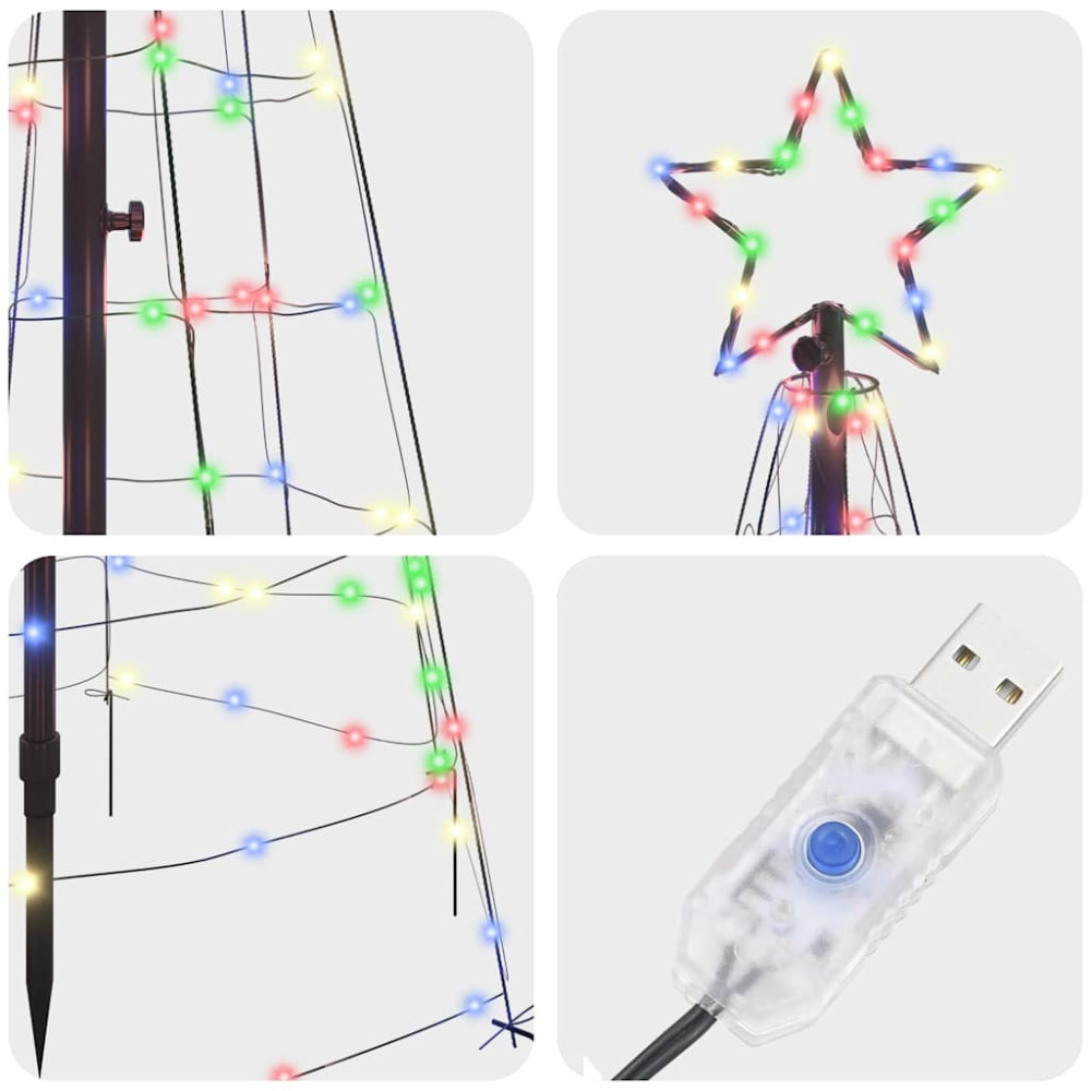 Produktbild för LED Julgran med markspikar Flerfärgsdesign 250 cm Järn