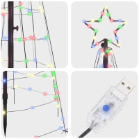 Produktbild för LED Julgran med markspikar Flerfärgsdesign 250 cm Järn
