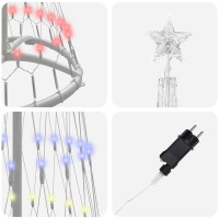 Produktbild för LED Julgran med stativ Flerfärgsdesign 51 x 51 x 190 cm Metall