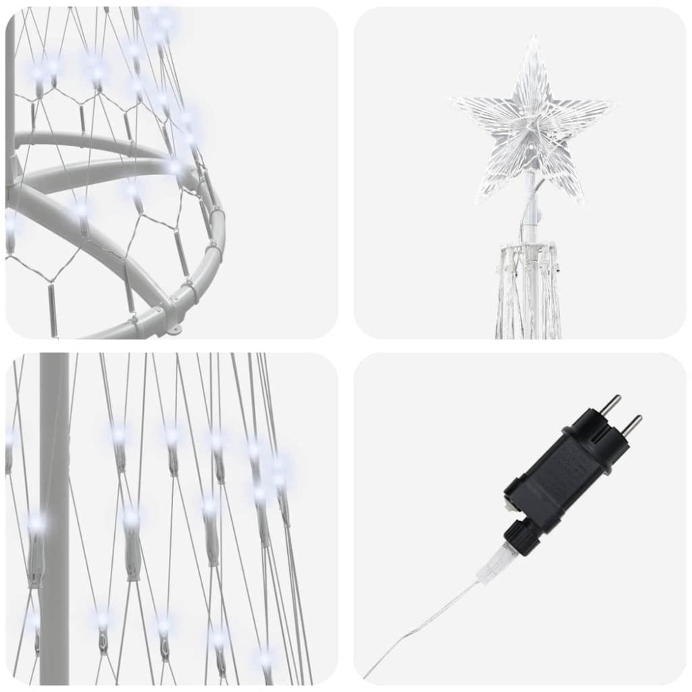 Produktbild för LED Julgran med 290 LED-lampor med stativ Kallvit 250 cm Metall