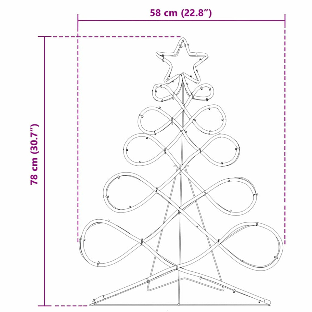 Produktbild för Julgran formad ljus Flerfärgsdesign 78 x 58 cm PVC