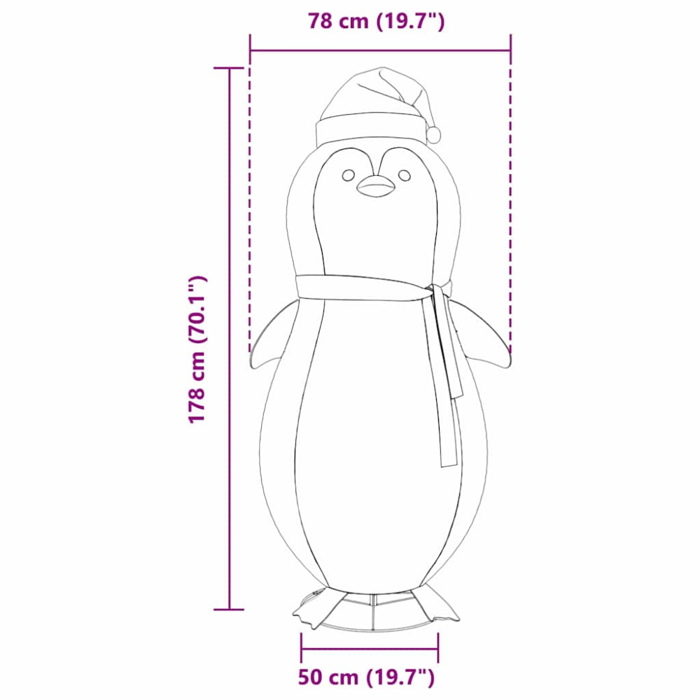 Produktbild för Snö Pingvin Figur med 600 LED-lampor Varmvit 78 x 178 cm tyg