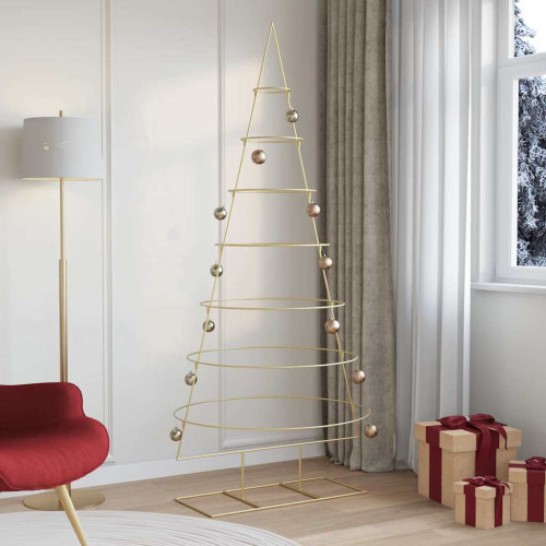 vidaXL Metall julgran med stativ Guld 209 cm Pulverlackerad stål