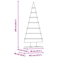 Produktbild för Metall julgran med stativ Guld 209 cm Pulverlackerad stål