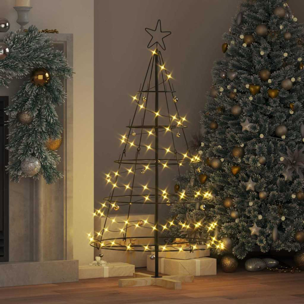 Produktbild för Julcone-träd med stativ Svart 126 cm Stål