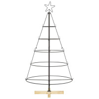 Produktbild för Julcone-träd med stativ Svart 126 cm Stål