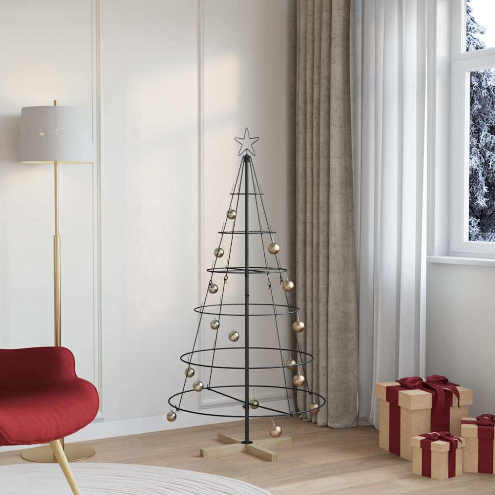 Produktbild för Julcone-träd med stativ Svart 154 cm Stål