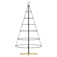 Produktbild för Julcone-träd med stativ Svart 154 cm Stål