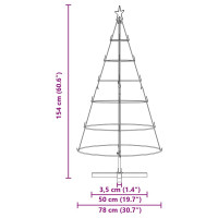 Produktbild för Julcone-träd med stativ Svart 154 cm Stål