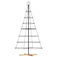 Produktbild för Julcone-träd med stativ Svart 180,5 cm Stål