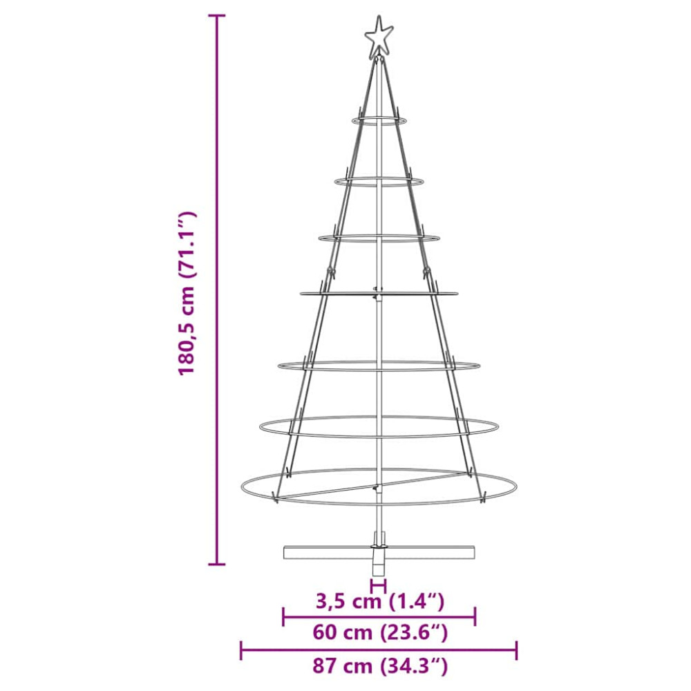 Produktbild för Julcone-träd med stativ Svart 180,5 cm Stål