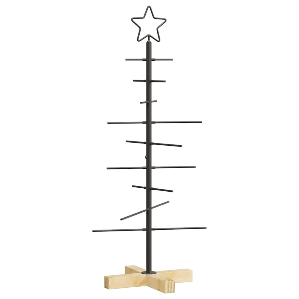 Produktbild för Metall julgran med stativ Svart 89 cm Pulverlackerad stål