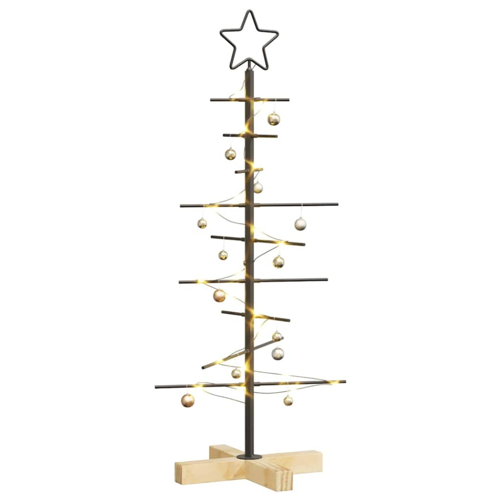 Produktbild för Metall julgran med stativ Svart 89 cm Pulverlackerad stål