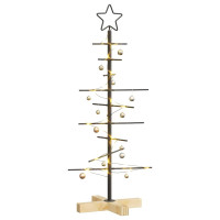 Produktbild för Metall julgran med stativ Svart 89 cm Pulverlackerad stål