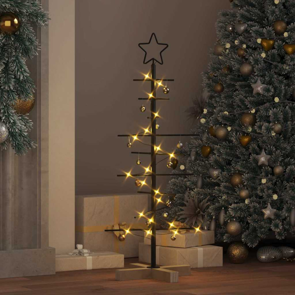 Produktbild för Metall julgran med stativ Svart 89 cm Pulverlackerad stål