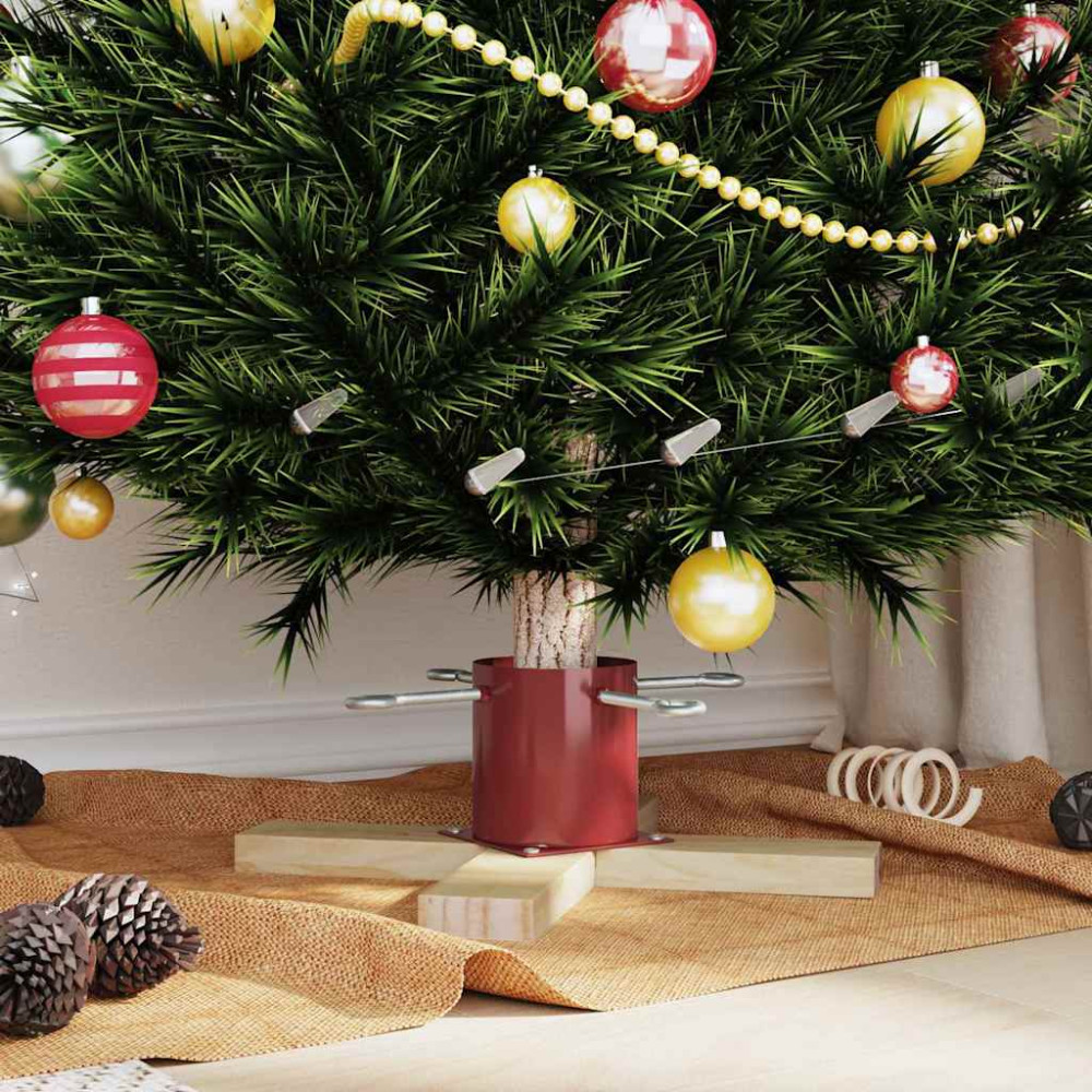 Produktbild för Julgranställ 1.73 Röd 50 x 50 x 16 cm Massiv furu