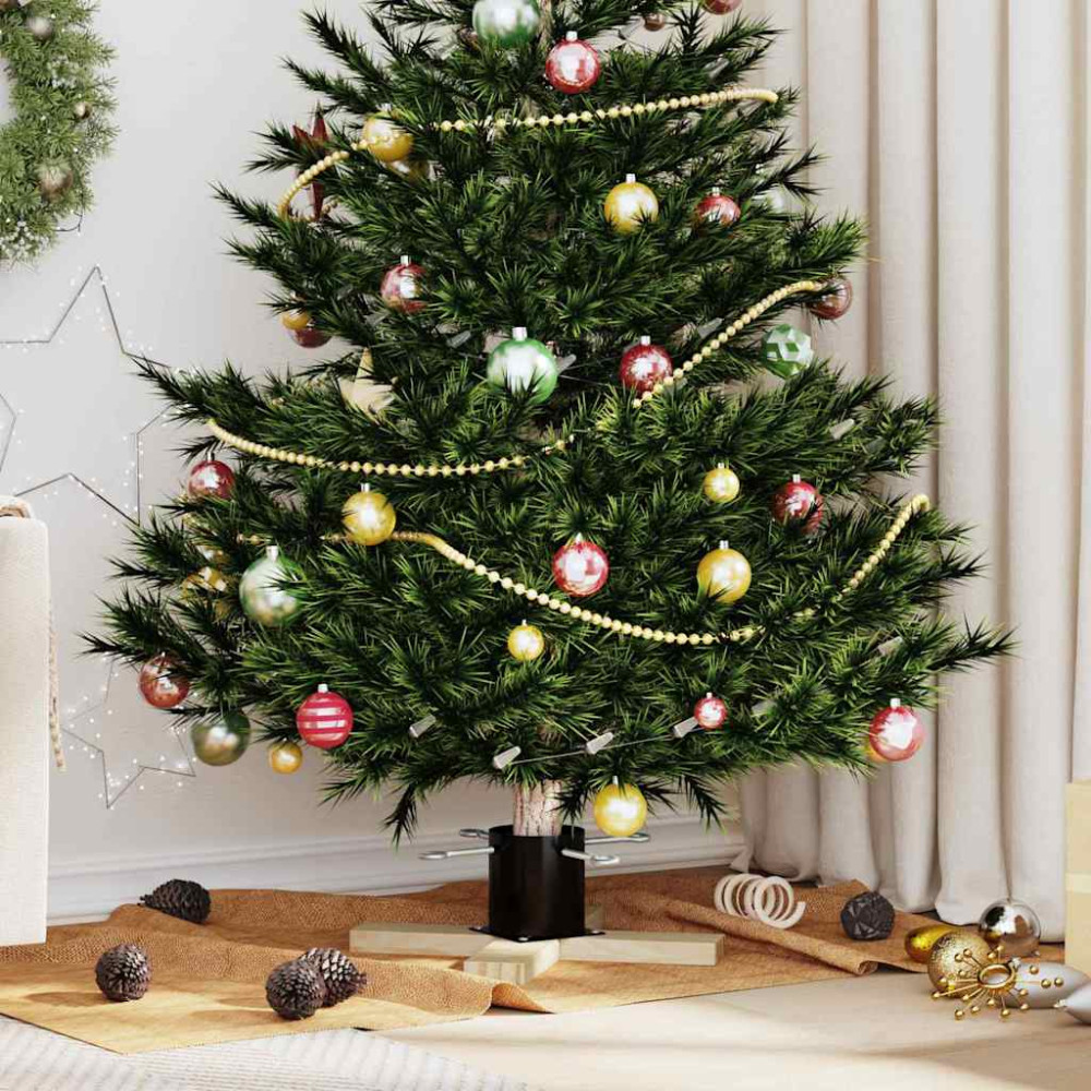 Produktbild för Julgranställ 1.73 Svart 50 x 50 x 16 cm Massiv furu