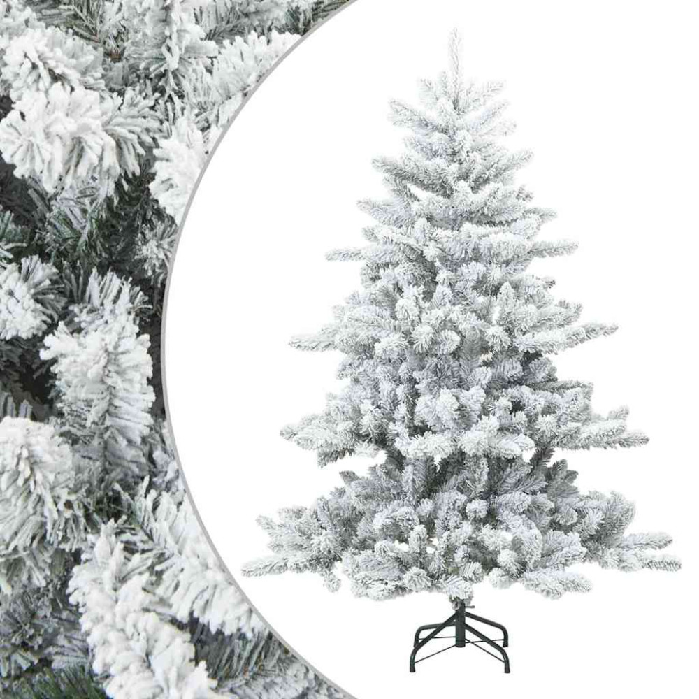 Produktbild för Konstgjord Vikbar Julgran Snö Flocked Vit 150 cm PVC, stål
