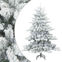 Produktbild för Konstgjord Vikbar Julgran Snö Flocked Vit 150 cm PVC, stål