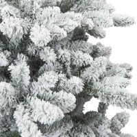 Produktbild för Konstgjord Vikbar Julgran Snö Flocked Vit 150 cm PVC, stål