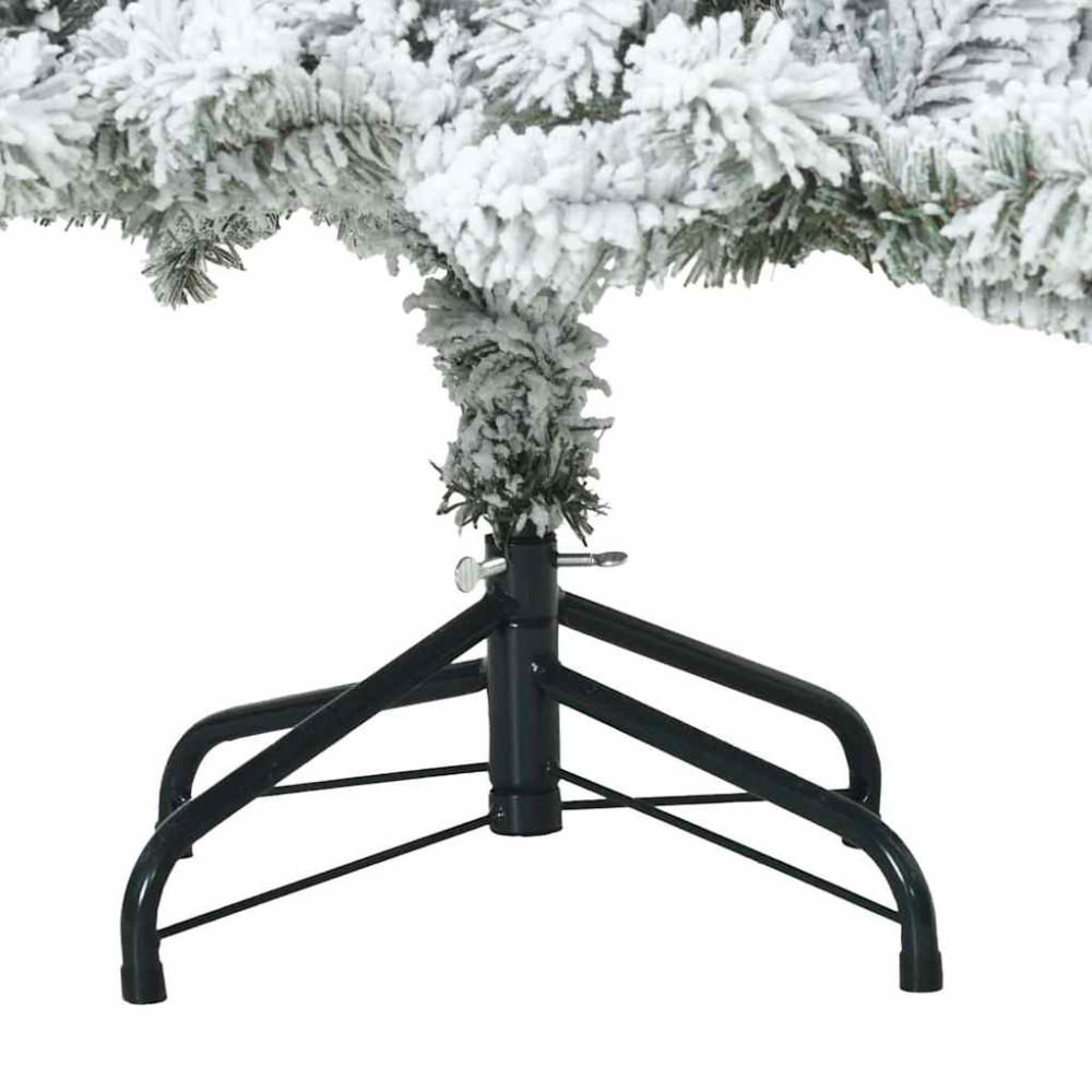 Produktbild för Konstgjord Vikbar Julgran Snö Flocked Vit 150 cm PVC, stål