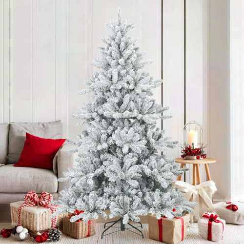 vidaXL Konstgjord Vikbar Julgran Snö Flocked Vit 180 cm PVC, stål
