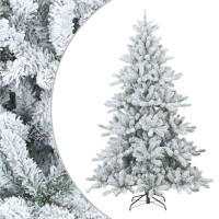 Produktbild för Konstgjord Vikbar Julgran Snö Flocked Vit 180 cm PVC, stål