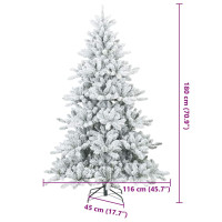 Produktbild för Konstgjord Vikbar Julgran Snö Flocked Vit 180 cm PVC, stål