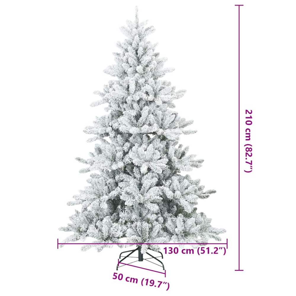 Produktbild för Konstgjord Vikbar Julgran Snö Flocked Vit 210 cm PVC, stål