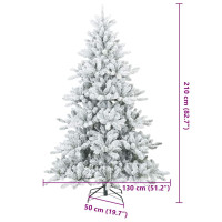 Produktbild för Konstgjord Vikbar Julgran Snö Flocked Vit 210 cm PVC, stål