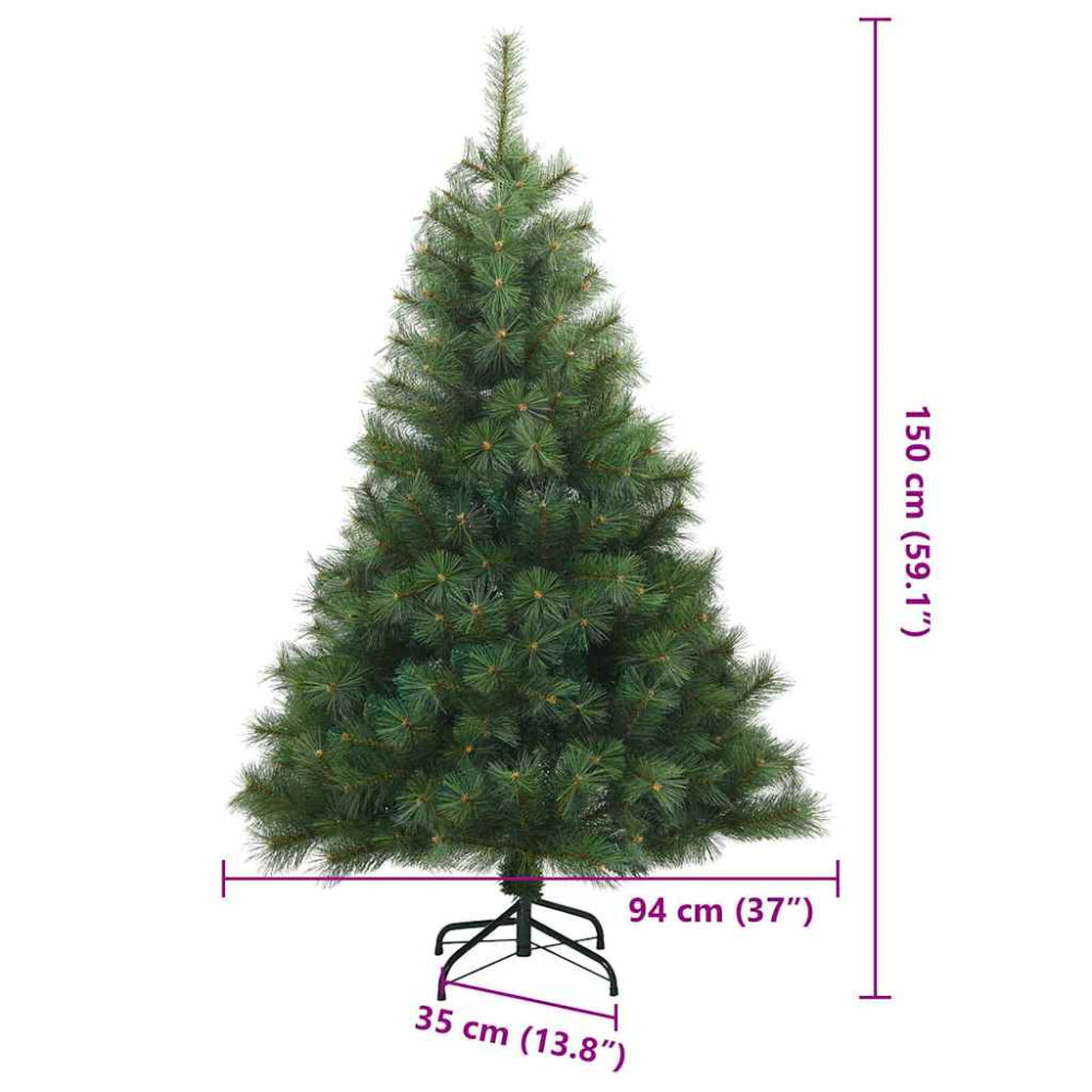 Produktbild för Plast Hingad Julgran med stativ Grön 150 cm PVC, stål